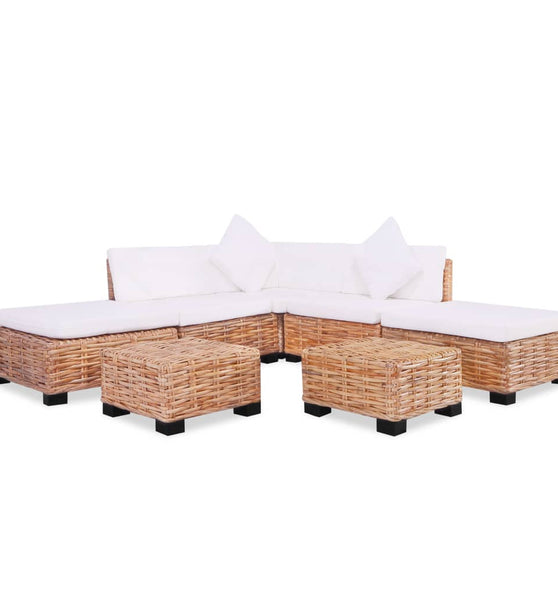 Sofagarnitur 18-tlg. Natürliches Rattan