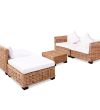 Sofagarnitur 14-tlg. Natürliches Rattan