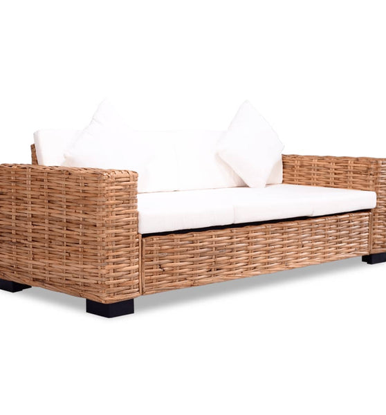 3-Sitzer-Sofa Natürliches Rattan