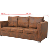 Sofa 3-Sitzer 191x73x82 cm Wildleder-Optik