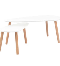 2-tlg. Couchtisch-Set Massivholz Kiefer Weiß