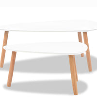 2-tlg. Couchtisch-Set Massivholz Kiefer Weiß