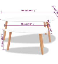 2-tlg. Couchtisch-Set Massivholz Kiefer Weiß