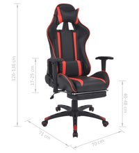 Neigbarer Racing-Bürostuhl mit Fußstütze Rot