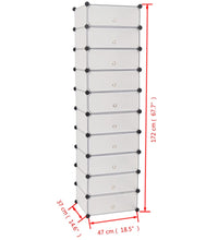 Schuh-Organizer Zusammenklappbar mit 10 Fächern Weiß