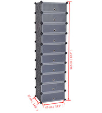 Schuh-Organizer Zusammenklappbar mit 10 Fächern Schwarz