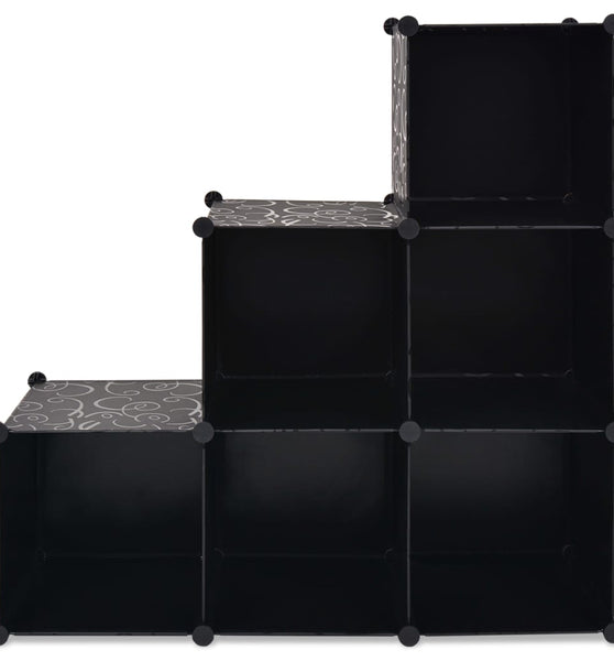 Regalsystem Würfel-Regal mit 6 Fächern Schwarz