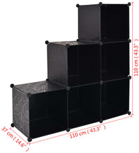 Regalsystem Würfel-Regal mit 6 Fächern Schwarz