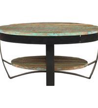 Couchtisch mit Ablage Altholz Massiv 65x32 cm