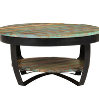 Couchtisch mit Ablage Altholz Massiv 65x32 cm