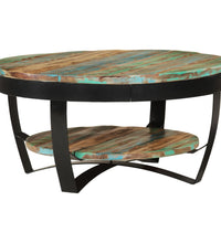 Couchtisch mit Ablage Altholz Massiv 65x32 cm