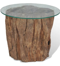 Couchtisch Teak Glas 50x40 cm