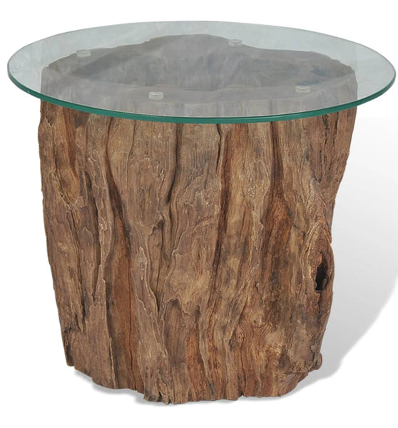 Couchtisch Teak Glas 50x40 cm