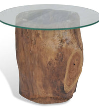 Couchtisch Teak Glas 50x40 cm