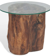 Couchtisch Teak Glas 50x40 cm