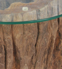 Couchtisch Teak Glas 50x40 cm
