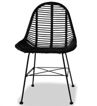 Esszimmerstühle 2 Stk. Natur Rattan Schwarz