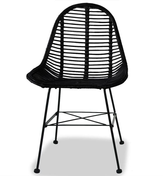 Esszimmerstühle 2 Stk. Natur Rattan Schwarz