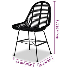 Esszimmerstühle 2 Stk. Natur Rattan Schwarz