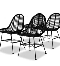 Esszimmerstühle 4 Stk. Natur Rattan Schwarz