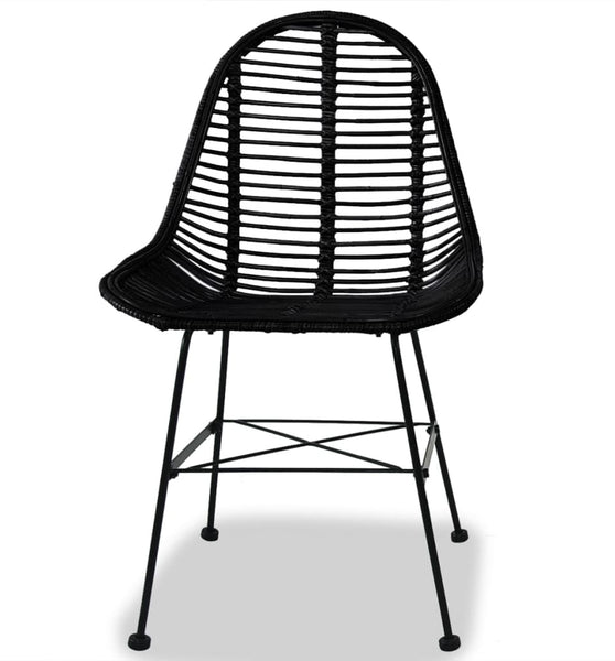 Esszimmerstühle 4 Stk. Natur Rattan Schwarz