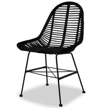 Esszimmerstühle 4 Stk. Natur Rattan Schwarz