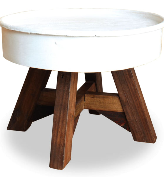 Couchtisch Altholz Massiv 60x45 cm Weiß