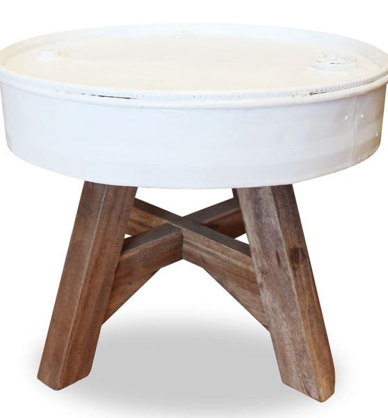 Couchtisch Altholz Massiv 60x45 cm Weiß