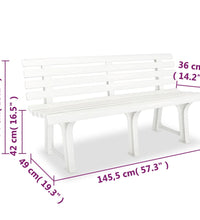 Gartenbank 145,5 cm Kunststoff Weiß