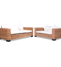 Sofa-Set 15-tlg. Natur Rattan