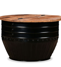 Couchtisch Altholz Massiv Schwarz Trommelform