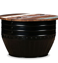 Couchtisch Altholz Massiv Schwarz Trommelform