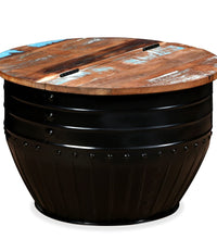 Couchtisch Altholz Massiv Schwarz Trommelform