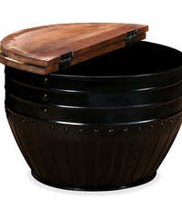 Couchtisch Altholz Massiv Schwarz Trommelform