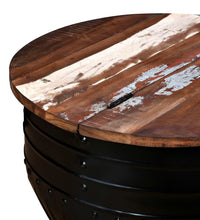 Couchtisch Altholz Massiv Schwarz Trommelform