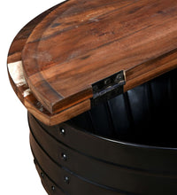 Couchtisch Altholz Massiv Schwarz Trommelform