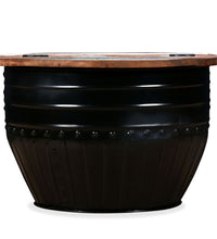 Couchtisch Altholz Massiv Schwarz Trommelform