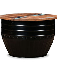 Couchtisch Altholz Massiv Schwarz Trommelform