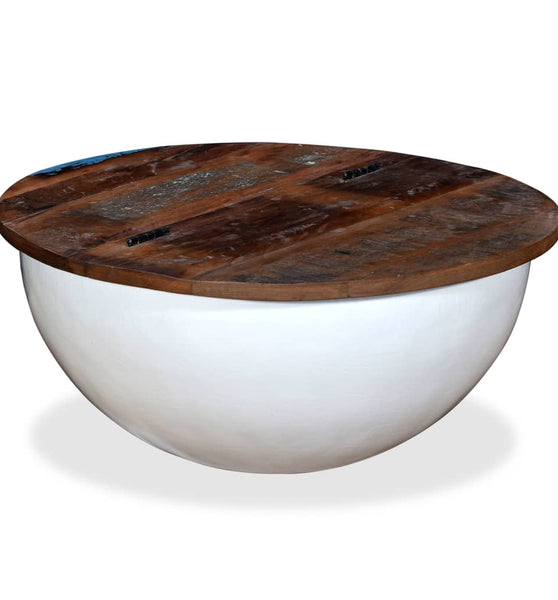 Couchtisch Altholz Massiv Weiß Schalenform