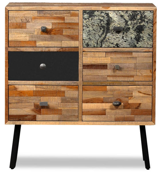 Beistellschrank mit 6 Schubladen Recyceltes Teakholz 70x30x76cm