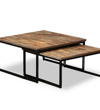 Satztisch Couchtisch-Set 2-tlg. Recyceltes Teak Massiv