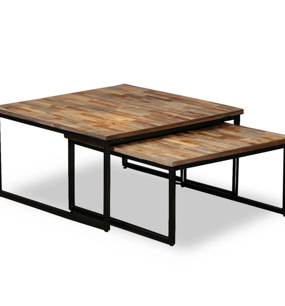 Satztisch Couchtisch-Set 2-tlg. Recyceltes Teak Massiv
