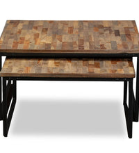 Satztisch Couchtisch-Set 2-tlg. Recyceltes Teak Massiv