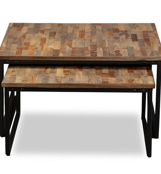 Satztisch Couchtisch-Set 2-tlg. Recyceltes Teak Massiv