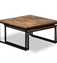 Satztisch Couchtisch-Set 2-tlg. Recyceltes Teak Massiv