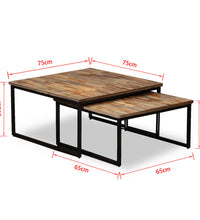 Satztisch Couchtisch-Set 2-tlg. Recyceltes Teak Massiv