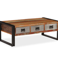 Couchtisch mit 3 Schubladen Altholz Massiv 100x50x35 cm