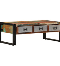 Couchtisch mit 3 Schubladen Altholz Massiv 100x50x35 cm