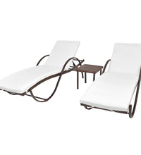 Sonnenliegen 2 Stk. mit Tisch Poly Rattan Braun