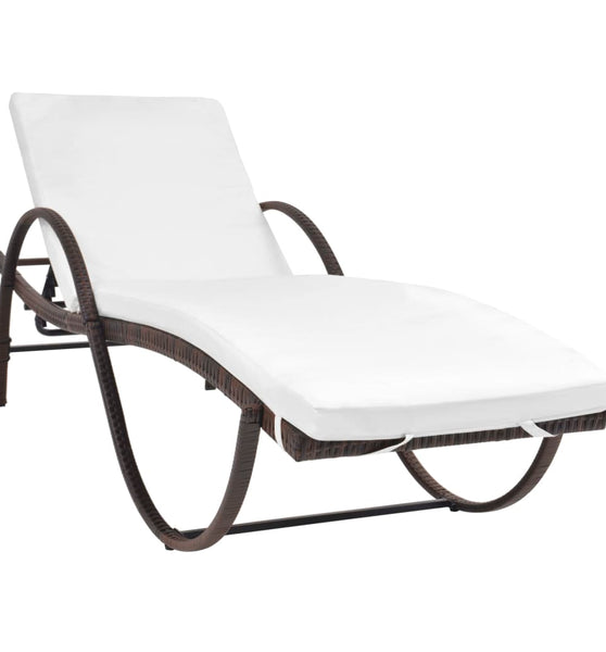 Sonnenliegen 2 Stk. mit Tisch Poly Rattan Braun